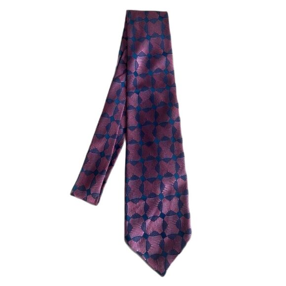 Vintage Rhodia Necktie Tie Blue Pink Woven in France - Picture 1 of 5